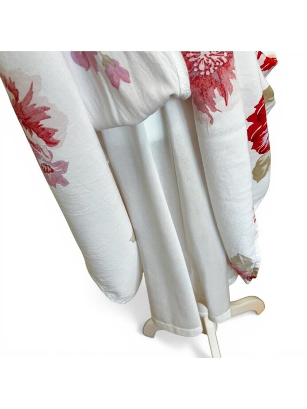 Romantic Coquette Floral Sundress White Red Midi Cottagecore Summer M - Picture 8 of 14